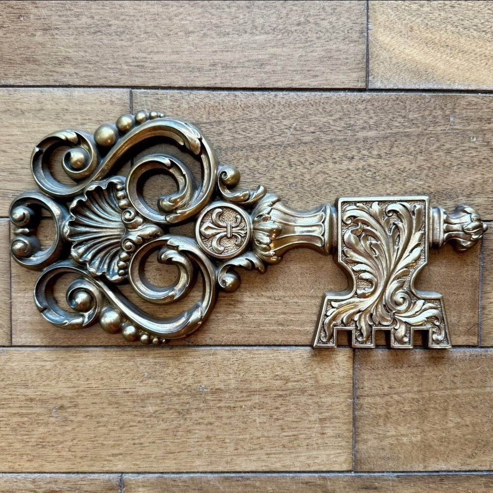 VTG‎ 70s MCM Syroco Homco Gold Key Wall Decor Fleur De Lis Lys Hollywood Regency